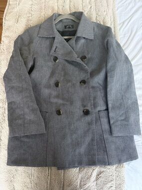 A.P.C. Textured Gray Double-Breasted Peacoat